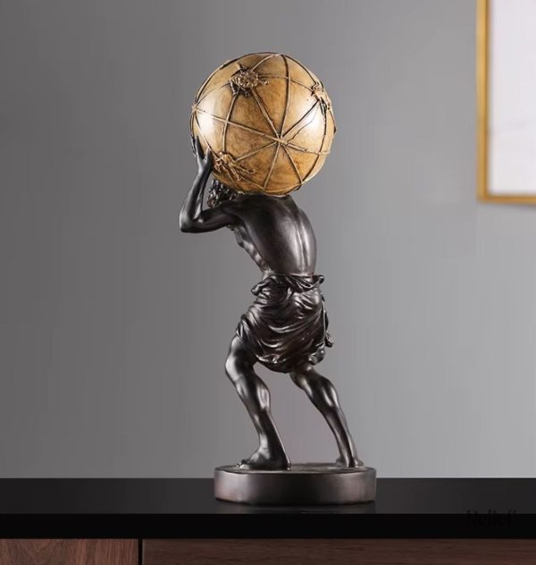 Figurine d'Atlas, 42 cm, portant le monde avec élégance