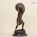 Sculpture en bronze véritable d'Atlas avec globe terrestre