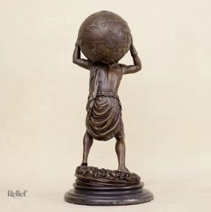 Figurine d'Atlas supportant le monde, décoration en bronze