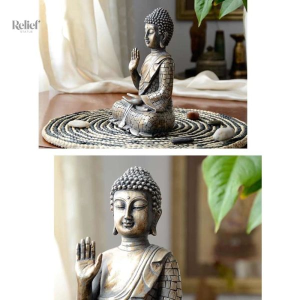 Décoration Bouddhiste : statue de Bouddha assis contemporaine