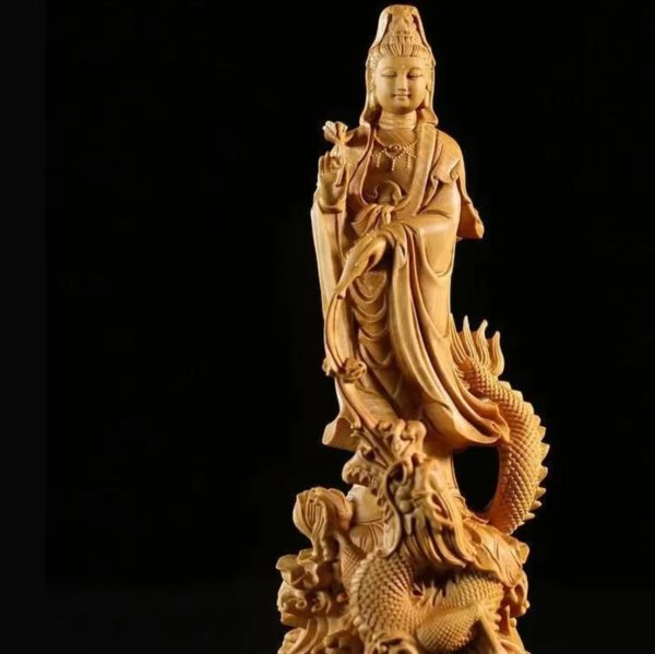 Statue Bouddha en bois sculpté, 17 cm de hauteur