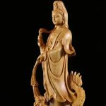 Statue Bouddha, bois naturel, 17 cm de haut