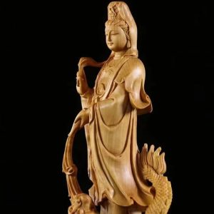 Statue Bouddha, bois naturel, 17 cm de haut