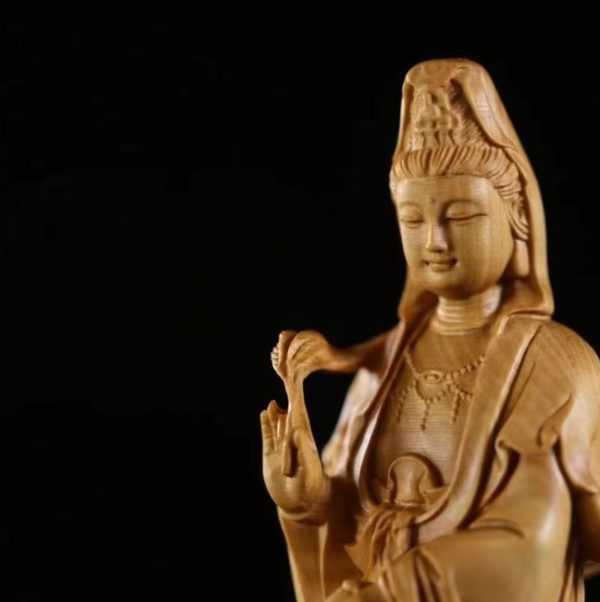 Sculpture en bois, figure Bouddha, 17 cm, art asiatique