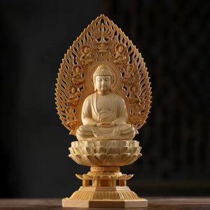 Statue Bouddha en bois, 28 cm de hauteur, décoration zen