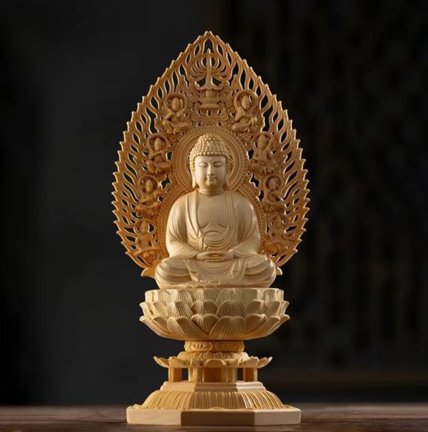 statue-bouddha-en-bois-28-cm-1 Statue Bouddha en bois, 28 cm de hauteur, décoration zen