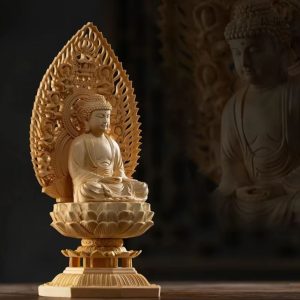 Sculpture en bois de Bouddha, 28 cm, style asiatique