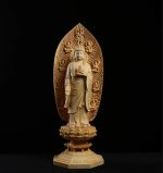 Statue Bouddha en bois, 43 cm, artisanale et élégante