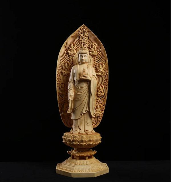 statue-bouddha-en-bois-43-cm-1 Statue Bouddha en bois, 43 cm, artisanale et élégante