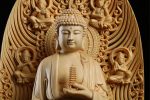Sculpture Bouddha en bois, 43 cm, art décoratif