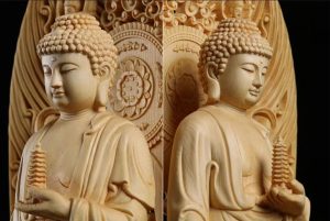 Statue en bois, Bouddha, 43 cm, style zen