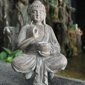 Statue Bouddha en résine pour extérieur 27 cm