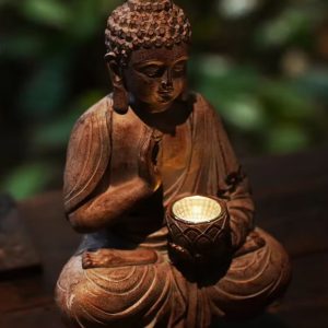 Statue Bouddha de jardin en résine, 27 cm de hauteur