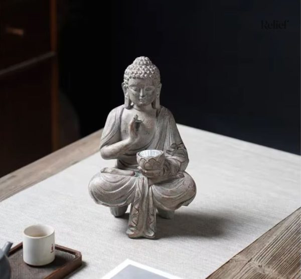Ornement de jardin : Bouddha en résine pour extérieur