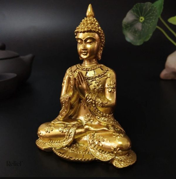 Statue de Bouddha au fini doré, 10 cm de hauteur
