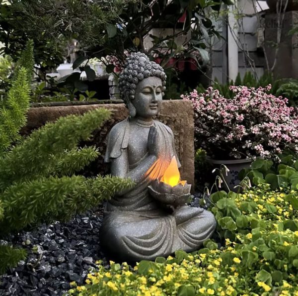 Statuette Bouddha en résine pour espace jardin