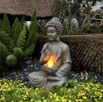 Statue zen Bouddha de 37 cm pour aménagement extérieur