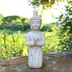 Statue Bouddha prière en résine, 21 cm de hauteur