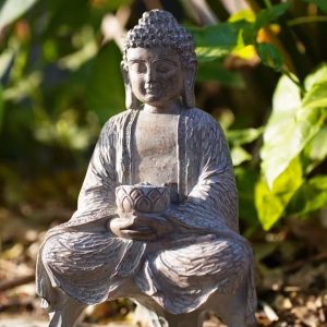 Statue Bouddha zen en résine pour extérieur 27 cm