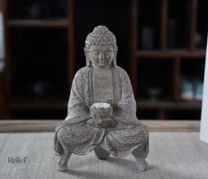 Décoration extérieure Bouddha en résine, 27 cm de hauteur