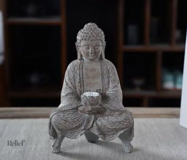 Décoration extérieure Bouddha en résine, 27 cm de hauteur