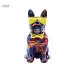 Statue de bouledogue avec lunettes lazer, 25 cm de hauteur