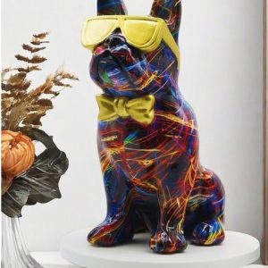 Bouledogue stylisé portant des lunettes lazer, design unique