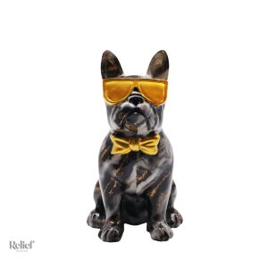 Figurine de bouledogue décorative, lunette incluse, 25 cm