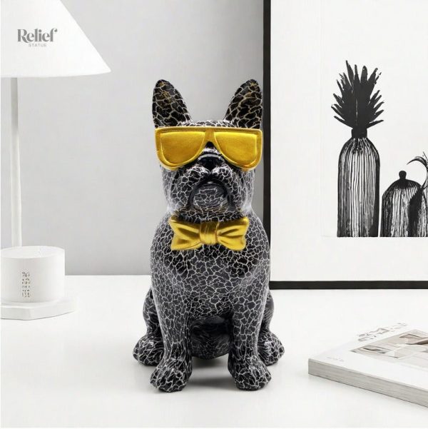 statue-bouldogue-avec-lunette-monchrome-25-cm-1 Statue bouledogue avec lunettes monochrome 25 cm