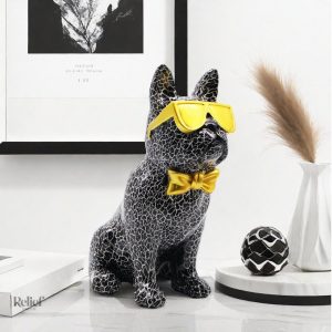 Bouledogue décoratif avec lunettes, 25 cm de hauteur