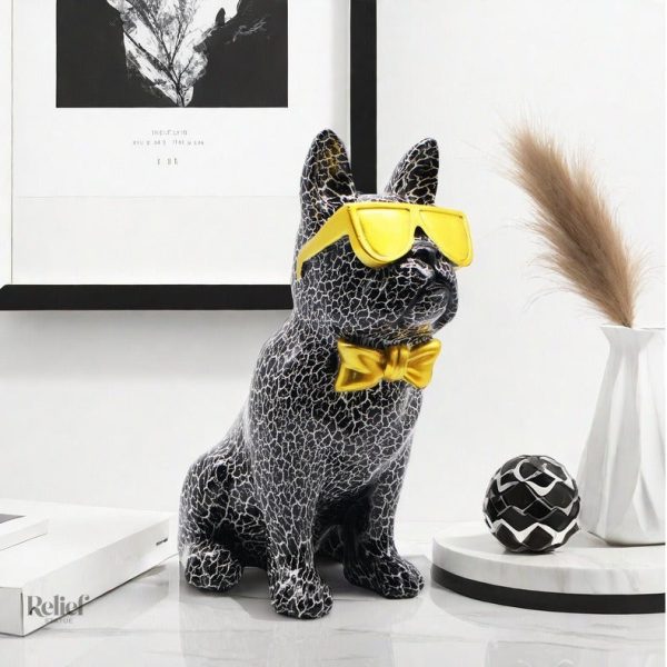 Bouledogue décoratif avec lunettes, 25 cm de hauteur