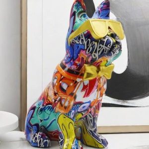 Bouledogue décoratif en style pop art, avec lunettes originales