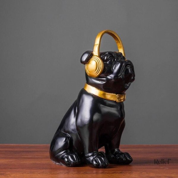 Bouledogue Anglais en casque décoratif 21 cm