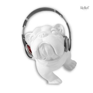 Statue de chien bouledogue musical 33 cm en décoration