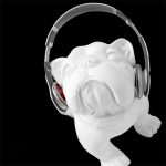 Statue décorative de chien, thème musique, 33 cm