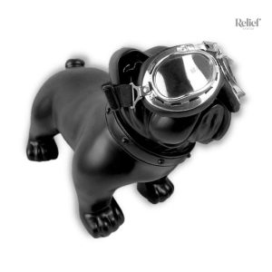 Statue Bouledogue sur moto 33 cm, décoration animalière