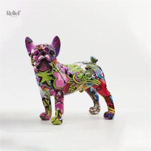 Statue canine style moderne multicolore