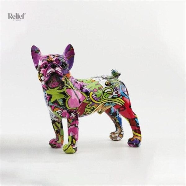Statue canine style moderne multicolore