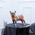 Bouledogue en céramique colorée 28 cm unique