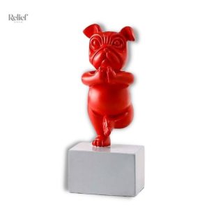 Statue Bouledogue Yoga 23 cm décorative en résine
