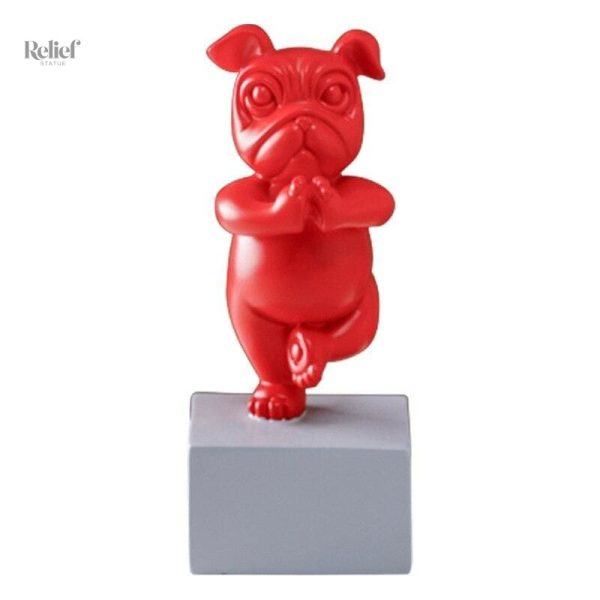 Statue de Bouledogue, inspiration zen, 23 cm de haut