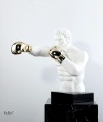 Statue de boxeur avec gants dorés, 53 cm