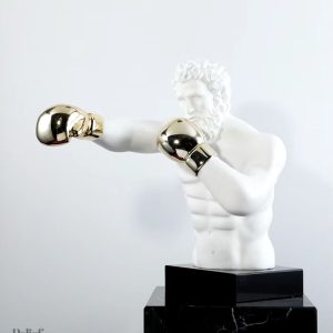 Statue de boxeur avec gants dorés, 53 cm