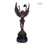 Sculpture bronze déesse Niké 36 cm, œuvre d'art élégante