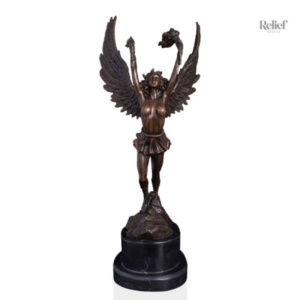 statue-bronze-ancien-femme-1 Sculpture bronze déesse Niké 36 cm, œuvre d'art élégante