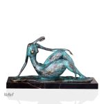 Sculpture en bronze femme assise, 25 cm, statue décorative
