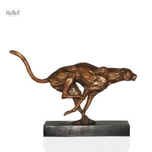 Sculpture en bronze véritable, statue guépard 25 cm