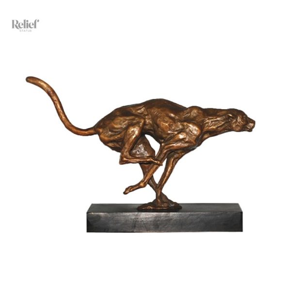 Statue de guépard en bronze, décoration élégante de 25 cm