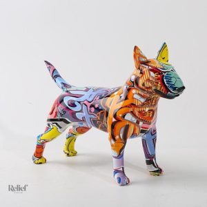 Statue de Bull Terrier en couleurs vives
