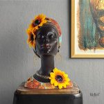 Artisanat africain : statue buste unique